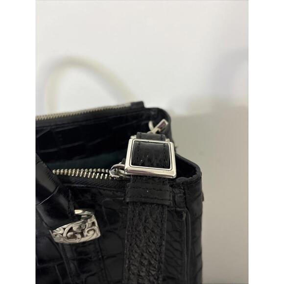 Brighton MONROE CROC Emboss Leather Satchel Purse Handbag - Picture 3 of 12